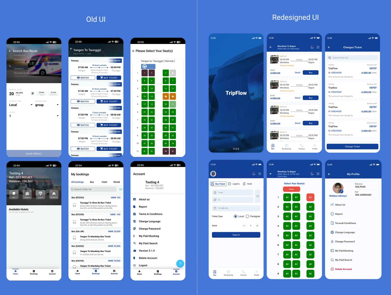 Bus Ticketing App UI Redesign mockup 1